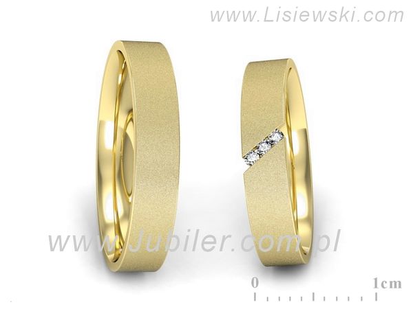 Obrączki ślubne obraczki z diamentami nowoczesne żółte złoto - P40150T226zms- 1