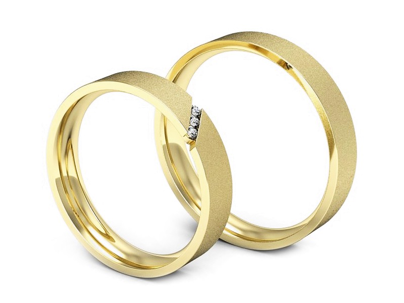 Obrączki z diamentami nowoczesne żółte złoto - P40150T226zms — zdjęcie 3