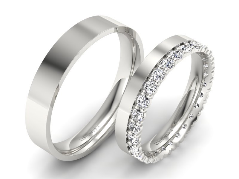 Obrączki zlote z diamentami złote białe 14k - P40150T50B — zdjęcie 2