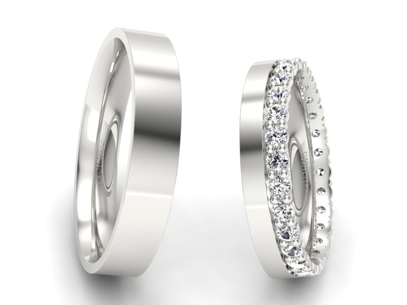 Obrączki zlote z diamentami złote białe 14k - P40150T50B