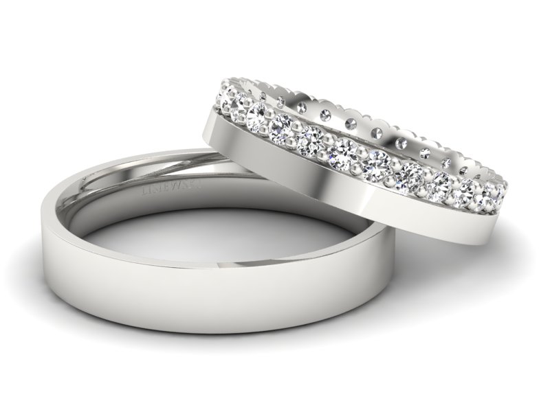 Obrączki zlote z diamentami złote białe 14k - P40150T50B — zdjęcie 3