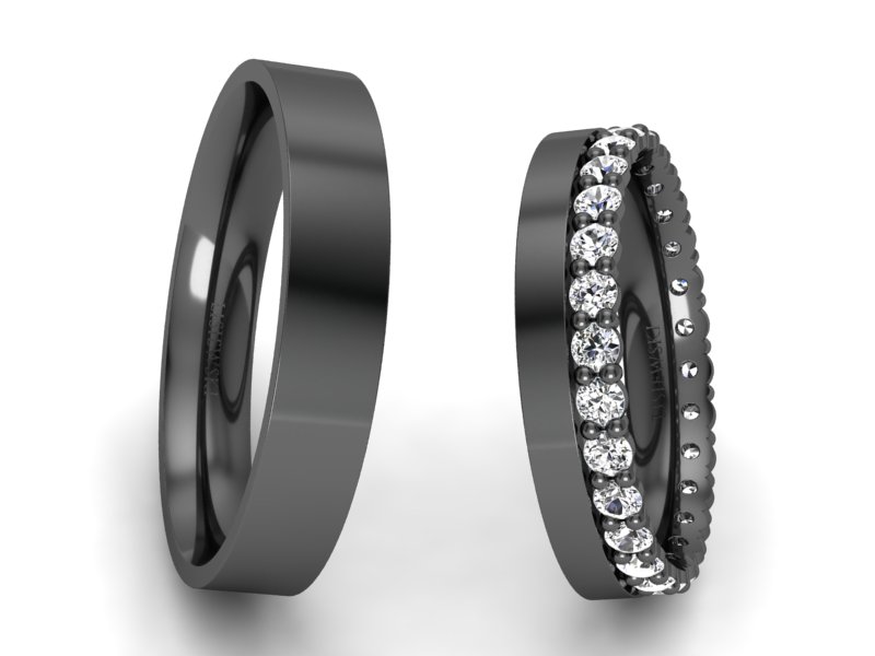 Złote Obrączki z diamentem z czarnego złota - p40150t50cz