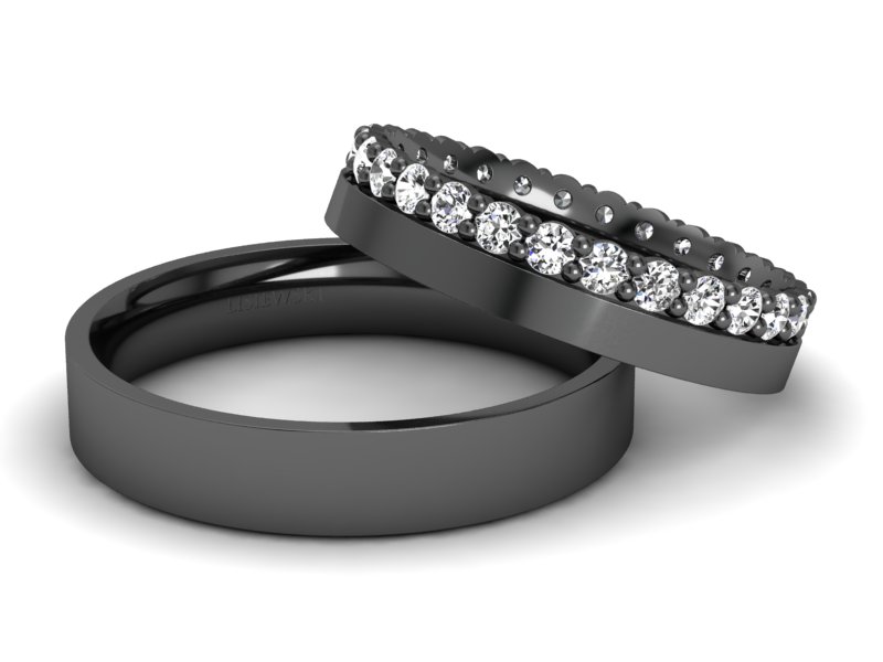 Złote Obrączki z diamentem z czarnego złota - p40150t50cz — zdjęcie 3