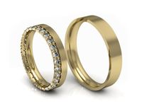 Obrączki ślubne obraczki z diamentami nowoczesne obrączki 585 - P40150T50z- 2
