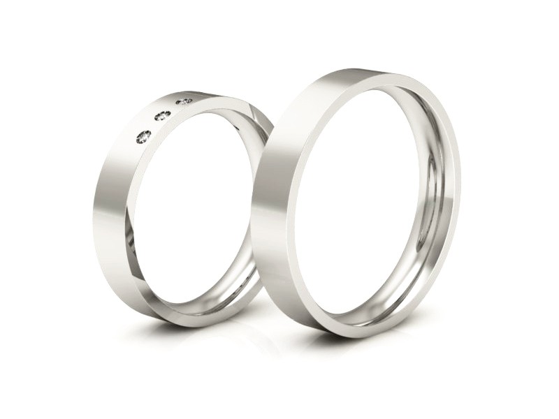 Złote Obrączki z brylantami białe złoto 585 - p40160n109b — zdjęcie 3