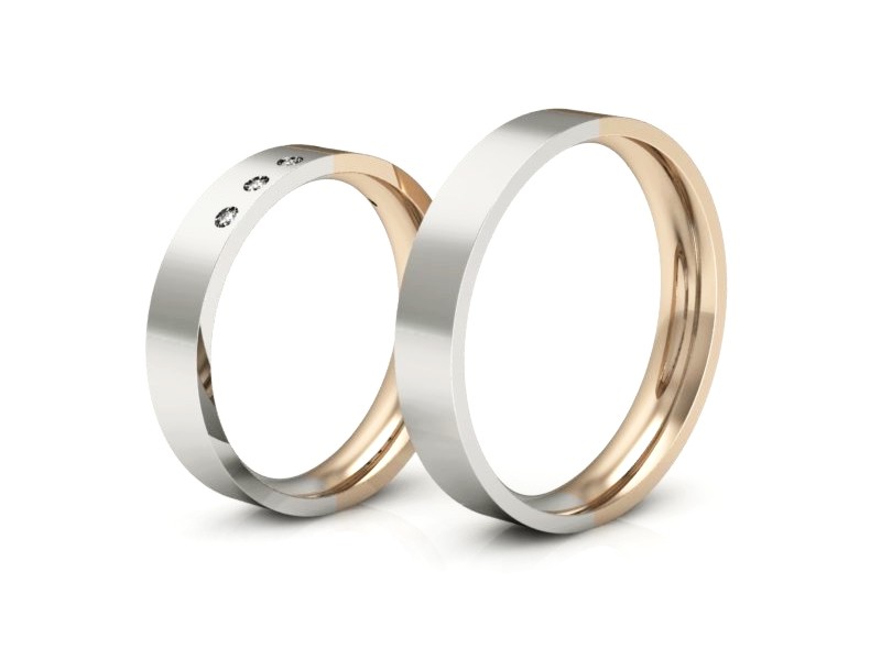 Obrączki z diamentami złote białe i różowe - p40160n109bc — zdjęcie 3