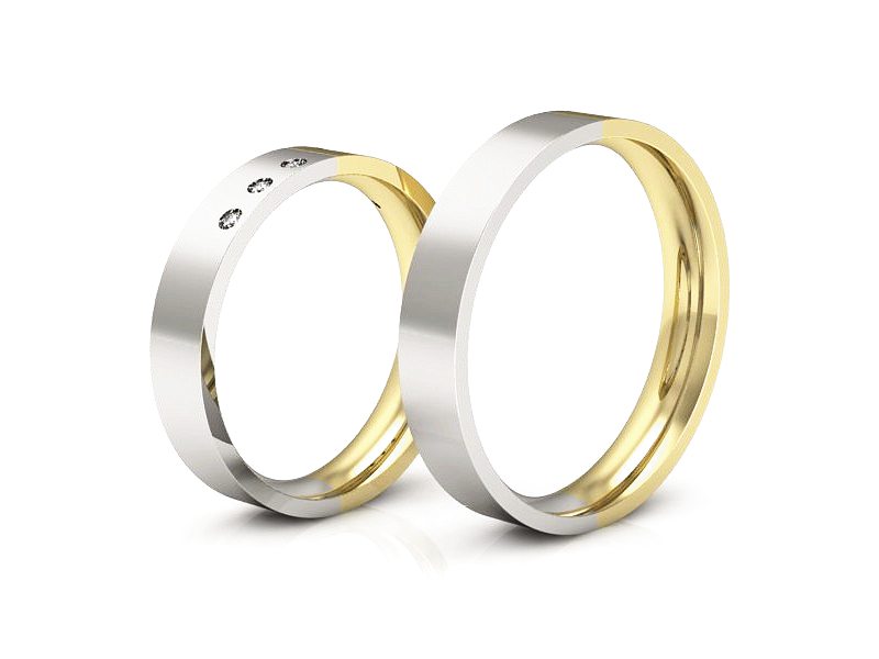 Obrączki z diamentami złote żółte białe 14k - p40160n109bz — zdjęcie 3