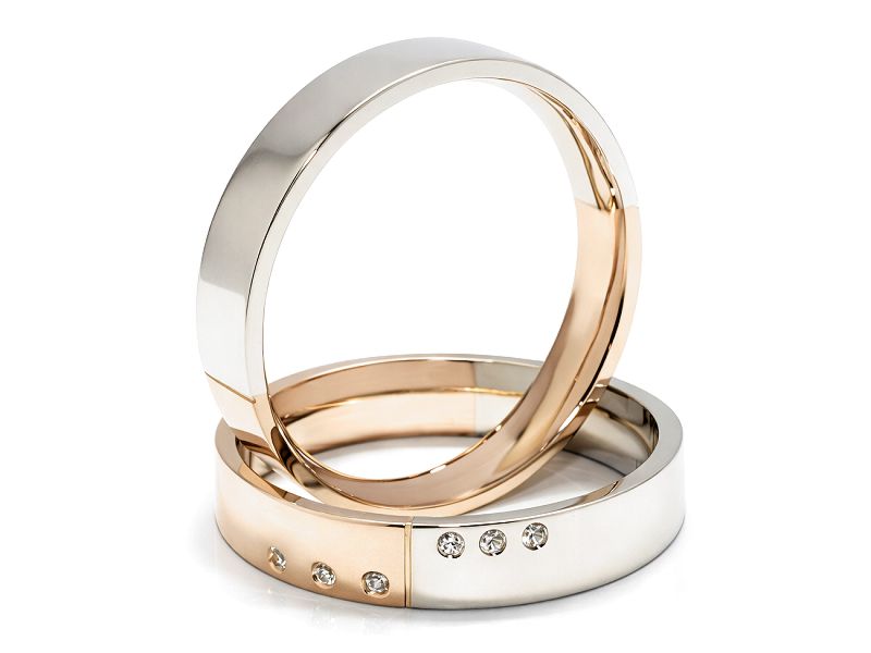 Obrączki z diamentami złote białe i różowe - p40160n109c — zdjęcie 3