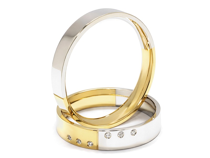 Obrączki z diamentami dwukolorowe złoto 585 - p40160n109zb — zdjęcie 3