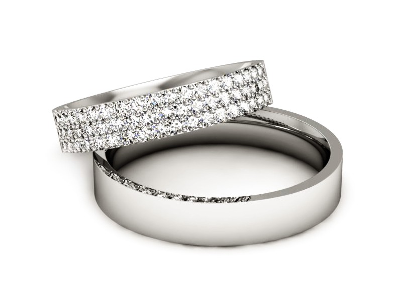 Złote Obrączki z diamentami Obrączki złoto 585 - P40160T155b — zdjęcie 2