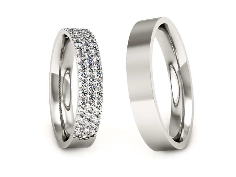 Złote Obrączki z diamentami Obrączki złoto 585 - P40160T155b — zdjęcie 3