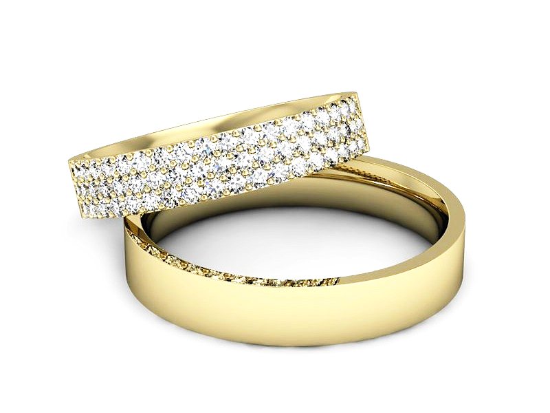Złote Złote Obrączki z diamentami złoto 585 - P40160T155z — zdjęcie 2