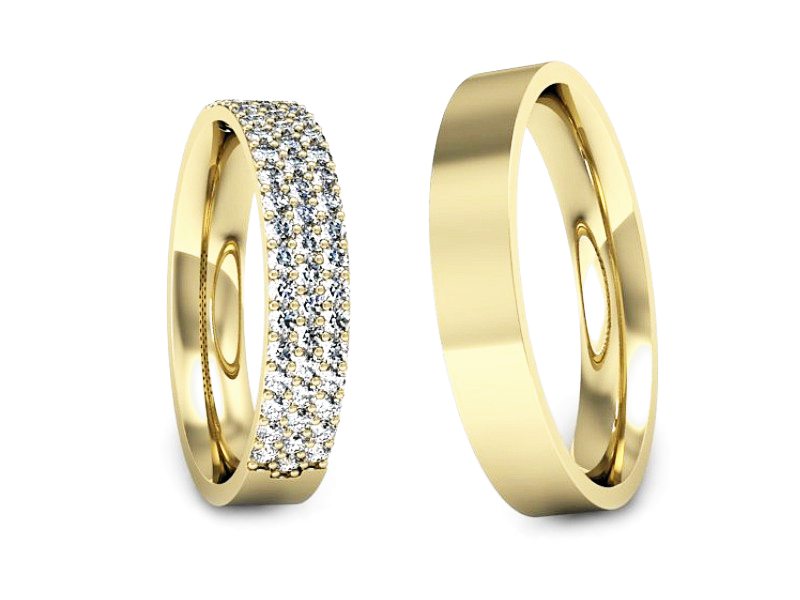 Złote Złote Obrączki z diamentami złoto 585 - P40160T155z — zdjęcie 3