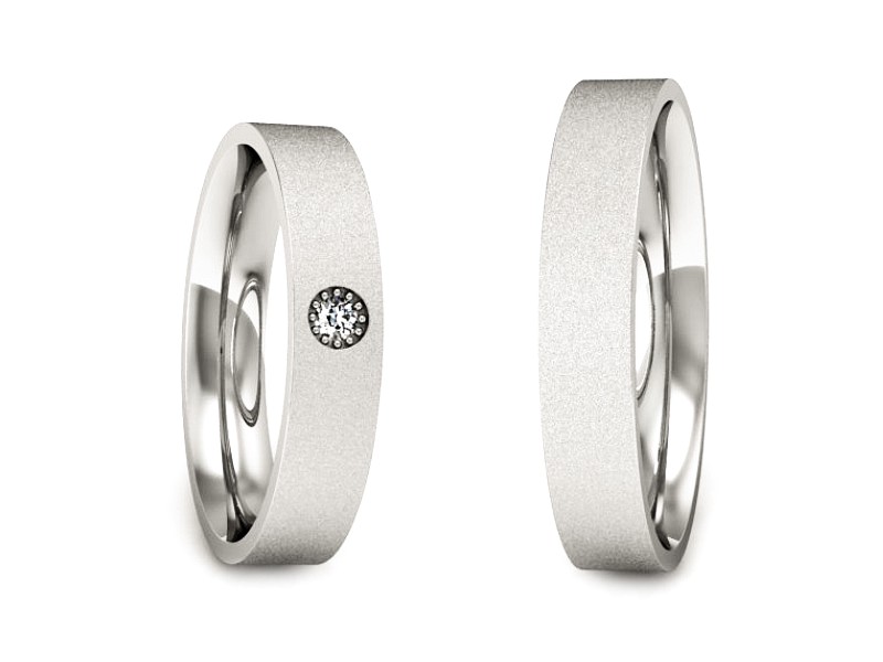 Obrączki z diamentami złote białe złoto 585 - P40160T162bms — zdjęcie 3