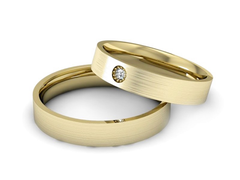 Złote Obrączki z diamentem złote obrączki - P40160T162zmp — zdjęcie 3