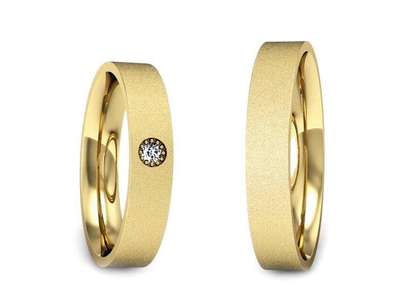 Złote Obrączki z diamentem złote obrączki - P40160T162zms — zdjęcie 3