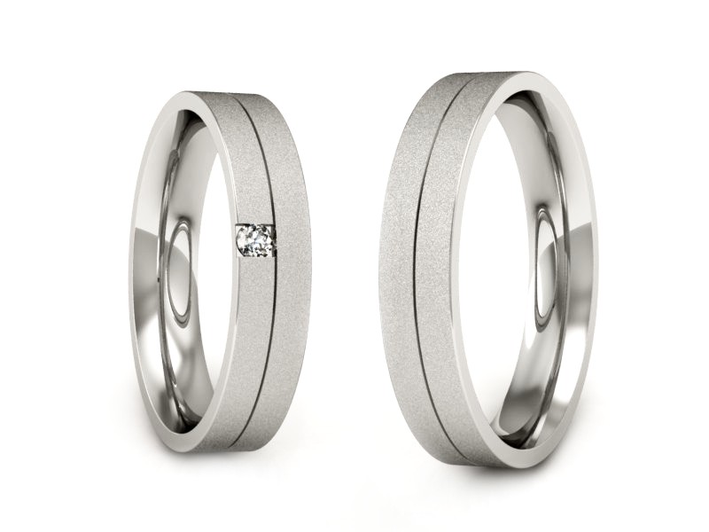 Obrączki z diamentem obrączki białe złoto - P40160T166bms — zdjęcie 3