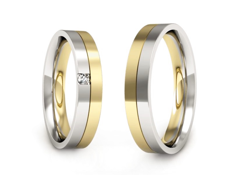 Obrączki z brylantem żółte i białe złoto - P40160T166zb — zdjęcie 3