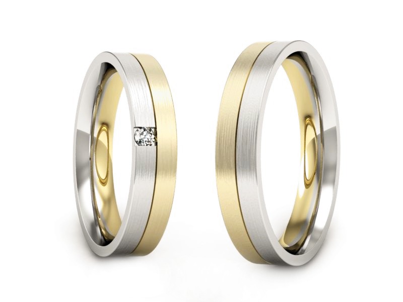Obrączki z brylantem z żółte i białe złoto - P40160T166zbmp — zdjęcie 3