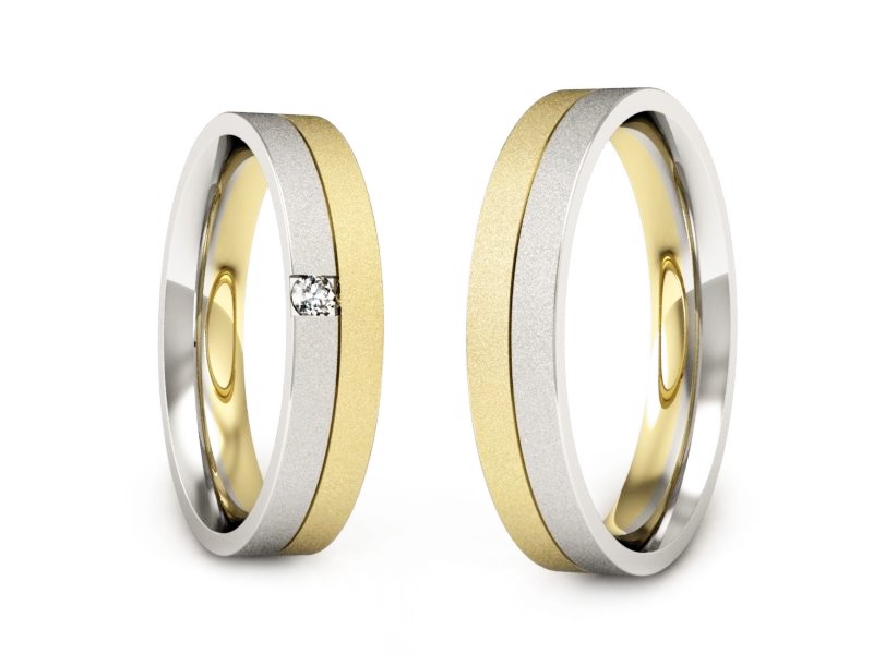 Obrączki z brylantem z żółte i białe złoto - P40160T166zbms — zdjęcie 3