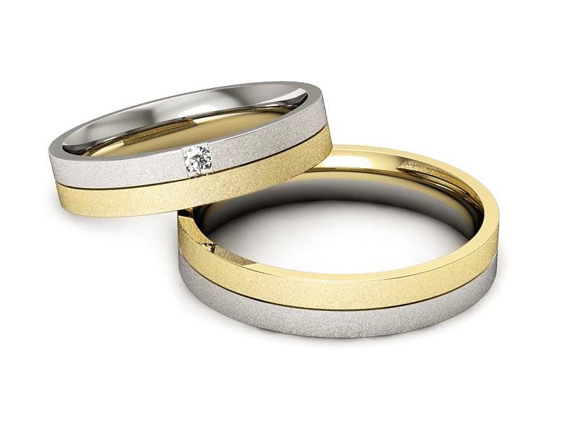 Obrączki z brylantem z żółte i białe złoto - P40160T166zbms — zdjęcie 2