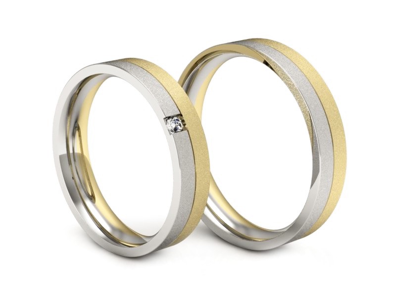 Obrączki z brylantem z żółte i białe złoto - P40160T166zbms