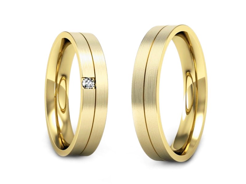 Złote Obrączki z diamentem złote obrączki - P40160T166zmp — zdjęcie 3