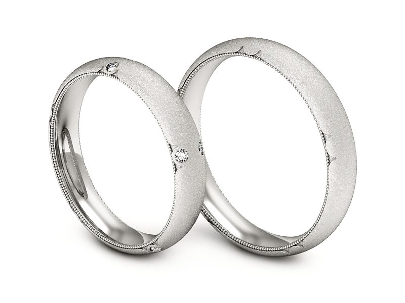 Obrączki z diamentami białe złoto 585 - P40160T194bms — zdjęcie 3