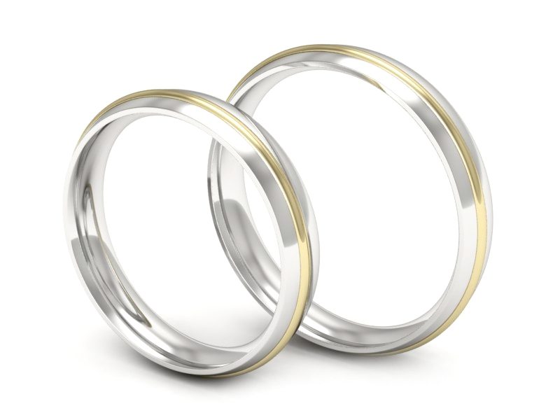 Obrączki biało żółte złoto obrączki złote - P40200T205bz — zdjęcie 3