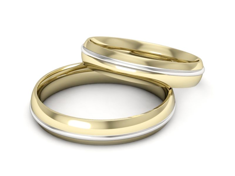 Obrączki biało żółte złoto obrączki złote - P40200T205zb — zdjęcie 2
