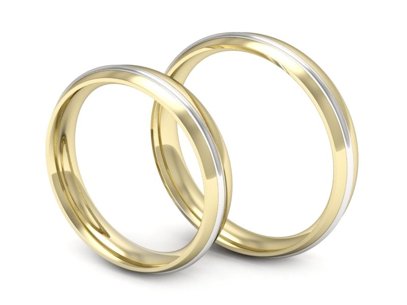 Obrączki biało żółte złoto obrączki złote - P40200T205zb — zdjęcie 3