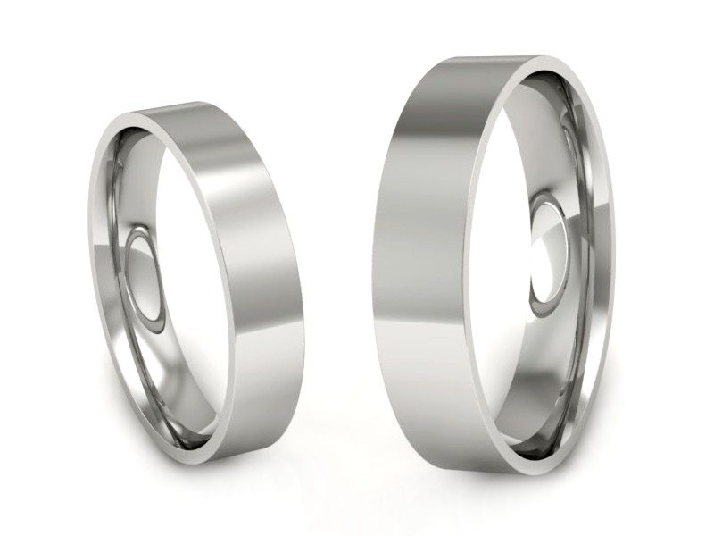 Obrączki białe złoto obrączki klasyczne 585 - P4050120T134b — zdjęcie 3
