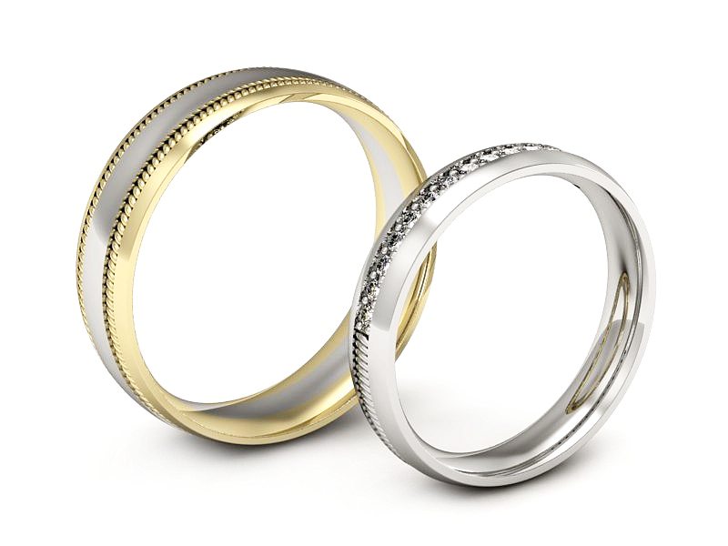 Obrączki z brylantami dwukolorowe złoto - P40601518T172bz — zdjęcie 3