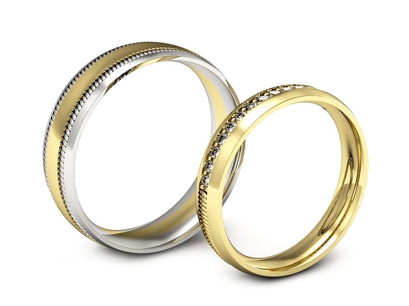 Obrączki z brylantami dwukolorowe złoto - P40601518T172zb — zdjęcie 3