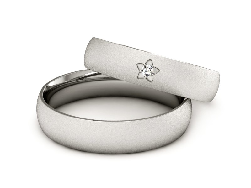Obrączki z diamentem obrączki białe złoto - P45150T170bms — zdjęcie 2