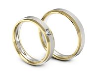 Obrączki ślubne obrączki z diamentem białe i żółte złoto - P45180T199bzms- 3