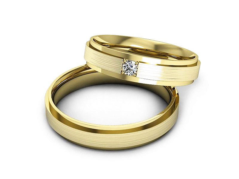 Obrączki z brylantem soczewkowe obrączki - P45180T199zmp — zdjęcie 2