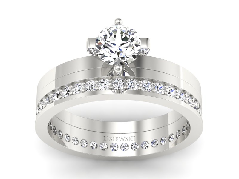 Złoty Pierścionek z brylantami białe złoto 585 - P47145T33b