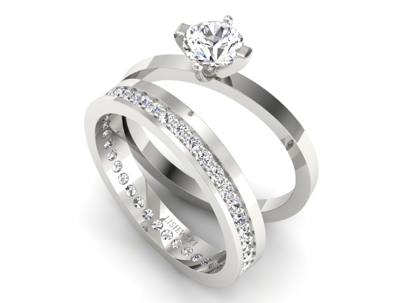 Złoty Pierścionek z brylantami białe złoto 585 - P47145T33b — zdjęcie 3