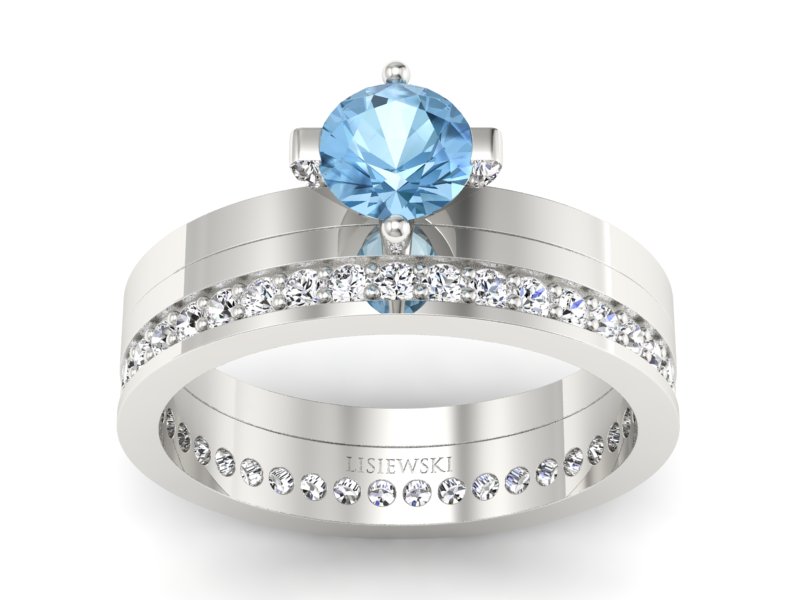 Pierścionek z topazem i brylantami białe złoto - P47145T33ba