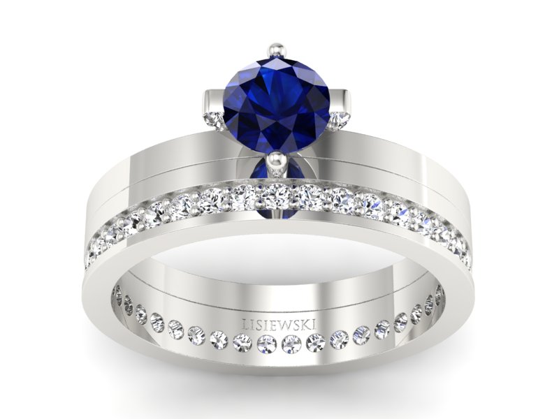 Pierścionek z szafirem i brylantami złoto 585 - P47145T33bsz