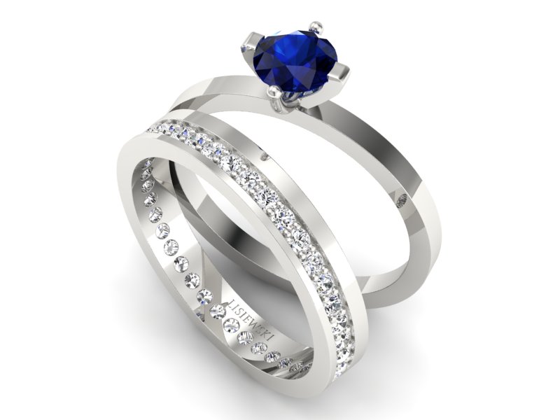 Pierścionek z szafirem i brylantami złoto 585 - P47145T33bsz — zdjęcie 3