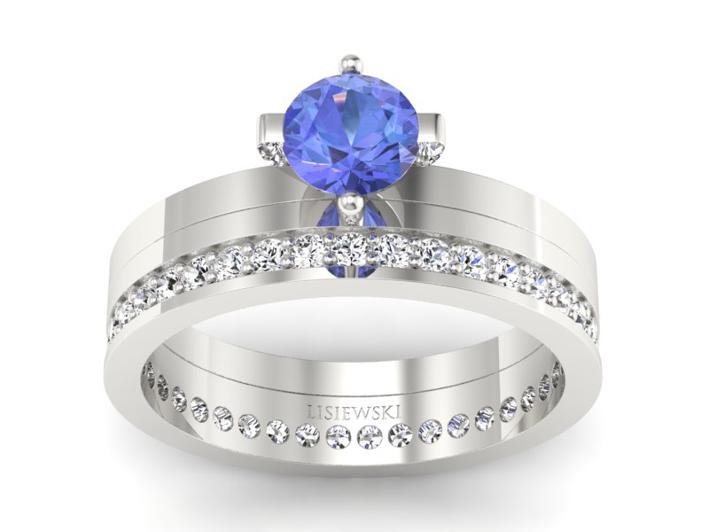 Złoty Pierścionek z tanzanitem i brylantami - P47145T33bt