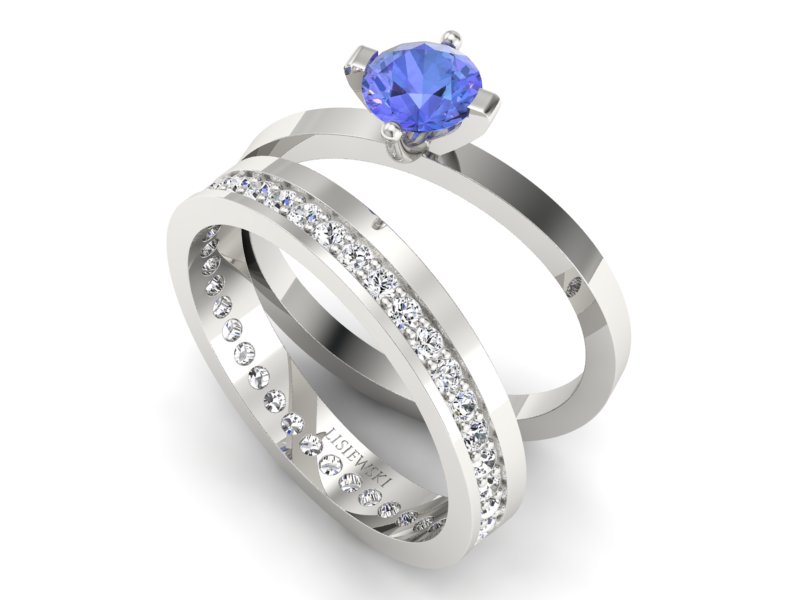 Złoty Pierścionek z tanzanitem i brylantami - P47145T33bt — zdjęcie 3