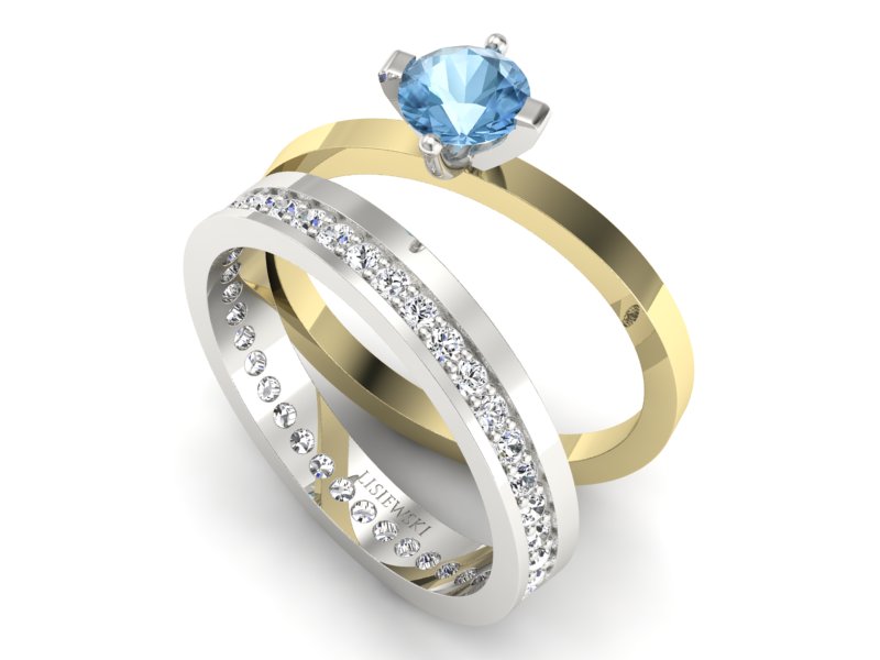 Pierścionek z topazem i brylantami złoto 585 - P47145T33bza — zdjęcie 3