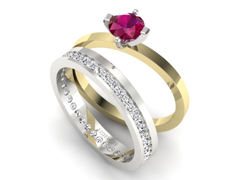 Złoty Pierścionek z rubinem i diamentami - P47145T33bzr — zdjęcie 3