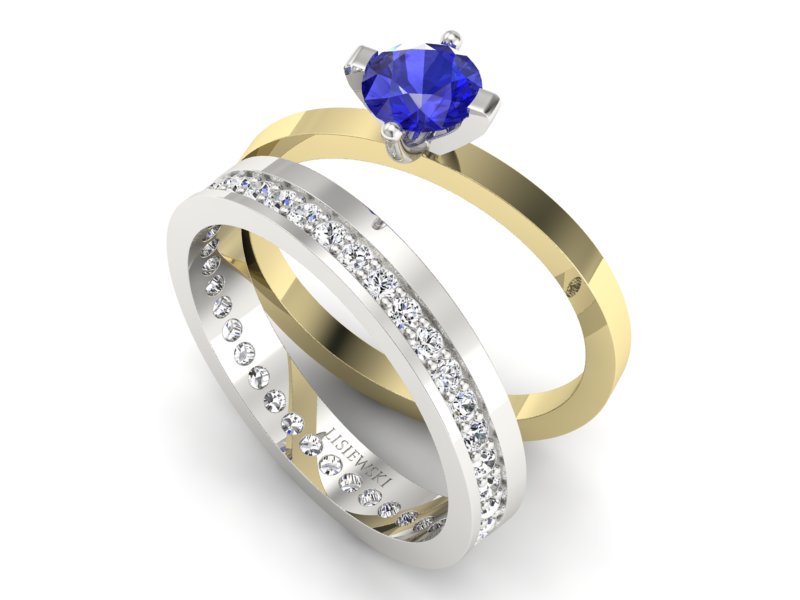 Złoty Pierścionek z szafirem i diamentami - P47145T33bzszc — zdjęcie 3