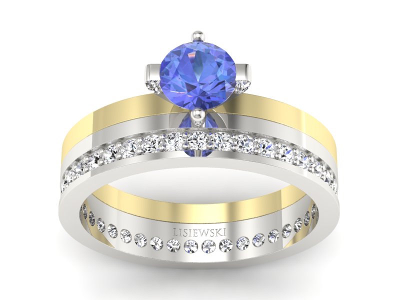 Złoty Pierścionek z tanzanitem i brylantami - P47145T33bzt