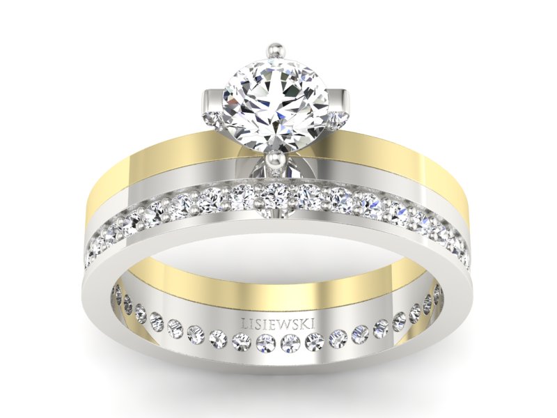 Pierścionek z diamentami żółte i białe złoto - P47145T33bzV