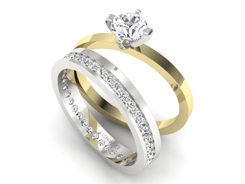 Pierścionek z diamentami żółte i białe złoto - P47145T33bzV — zdjęcie 3